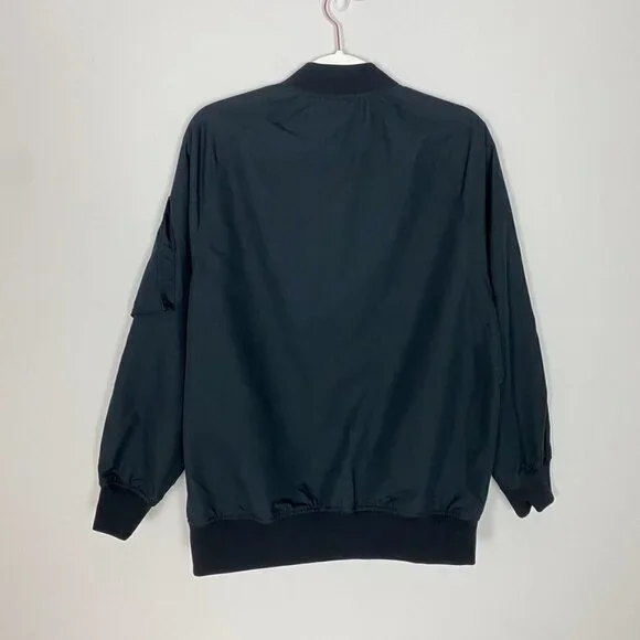 Everlane Bomber Jacket Black Womens XS Varsity Track - Picture 9 of 10